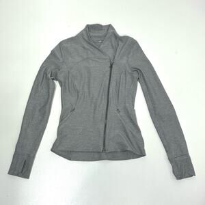 Lululemon Precision Jacket Heathered Battleship Gray Asymmetrical Full Zipper 4